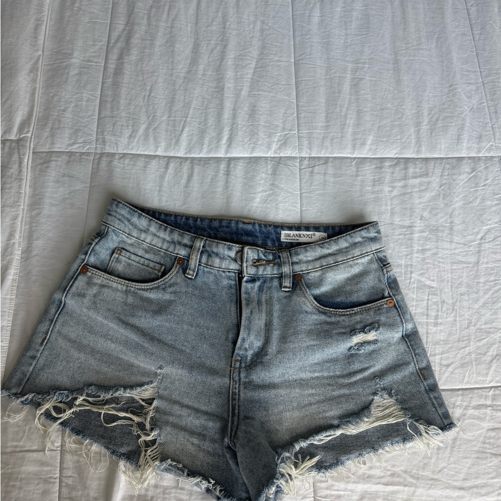 Blank NYC Blue Distressed Jean Shorts